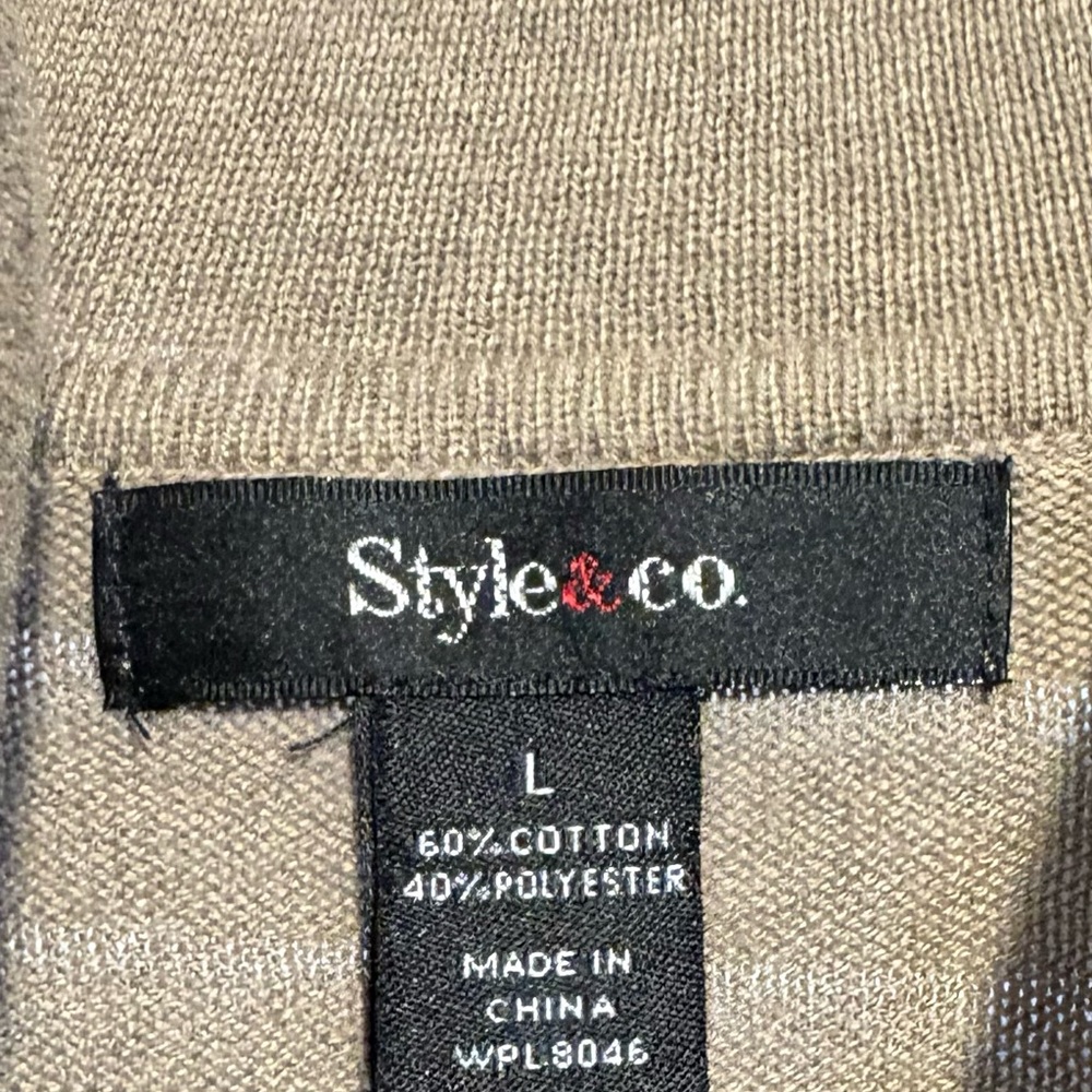 Style & Co. Tan and Cream Knit Poncho - Picture 3 of 3